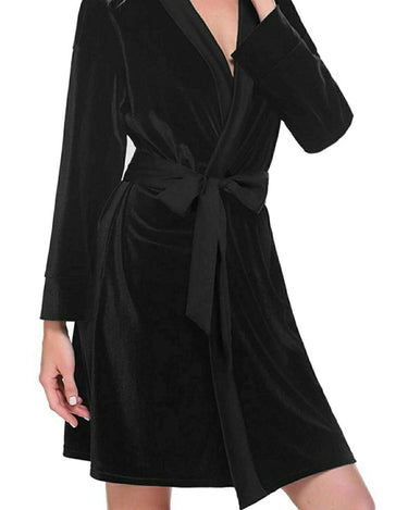 Black Velvet Solid Robe | Gown - ELORA OFFICIAL Velvet Robe | Gown